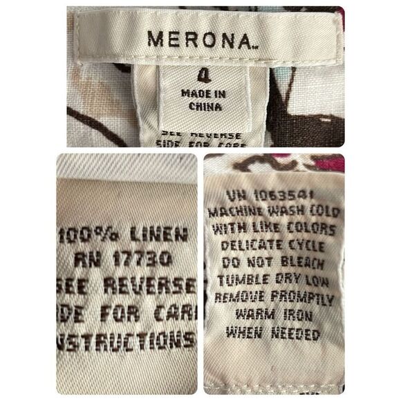 100% LINEN Printed Midi Skirt 4 - Picture 7 of 13